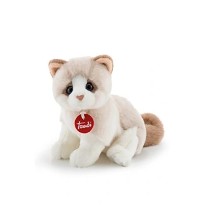 Afbeelding van Trudi Classic knuffel Poes Kat Brad 20 cm Hoge kwaliteit pluche Knuffeldier voor jongens en meisjes Wit Beige 15x19x20 maat S