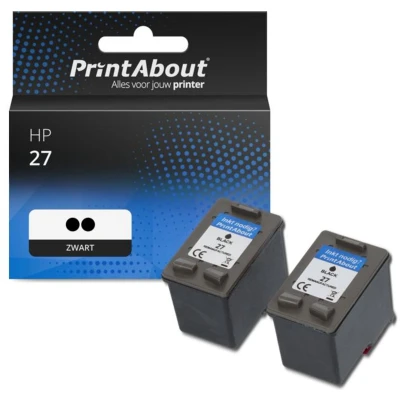 Afbeelding van Huismerk HP 27 (C8727AE) Inktcartridge Zwart Voordeelbundel 2 pack