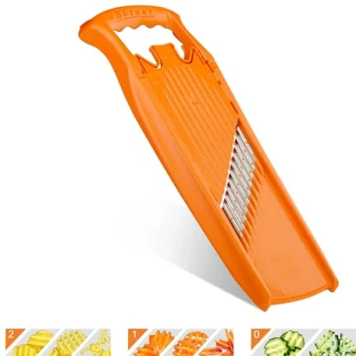 Afbeelding van Börner Mandoline Ideale wafel en rimpelsnijder 3 snijdiktes BPA vrij Roestvrij Oranje