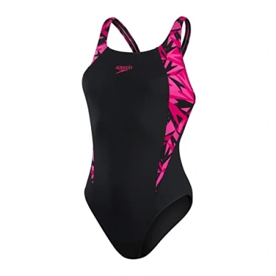 Afbeelding van Speedo Hyperboom Badpak, Dames, Maat: 34, Hyper black/elec pnk/ecstatic