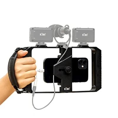 Afbeelding van Smartphone videohouder met polsband, telefoonstabilisator, vlogging houder 3 statiefhouders voor YouTube, Tiktok, Skype, videomaker iPhone 13, 12, 11, X XS