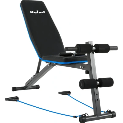 Afbeelding van Rebel Active Schuine Trainingsbank met Beensteunen en Weerstandsbanden Fitnessbank Verstelbare Bench Press Halterbank