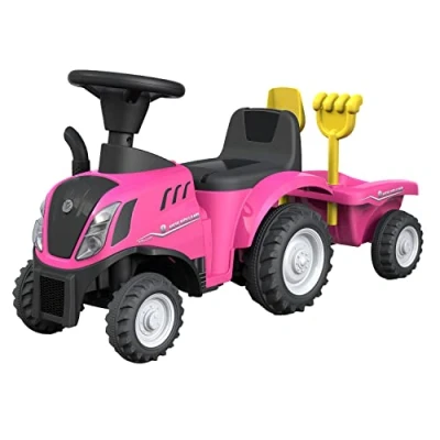 Afbeelding van TURBO CHALLENGE Tractor New Holland Loopwagen 119208 Vrijwielen Roze Max 25kg Kunststof Batterijen niet inbegrepen Kinderspeelgoed Cadeau Verjaardag Vanaf 12 maanden