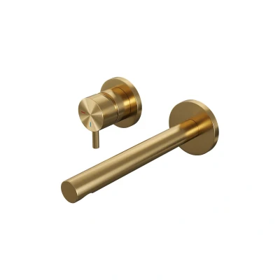 Afbeelding van Brauer Gold Edition Wastafelmengkraan inbouw rechte uitloop rechts hendel kort smal model B2 PVD geborsteld goud