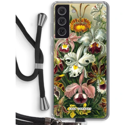 Afbeelding van Case Company® hoesje met Koord geschikt voor Samsung Galaxy S21 FE Haeckel Orchidae Telefoonhoesje Zwart Bescherming aan alle Kanten en Over de Schermrand