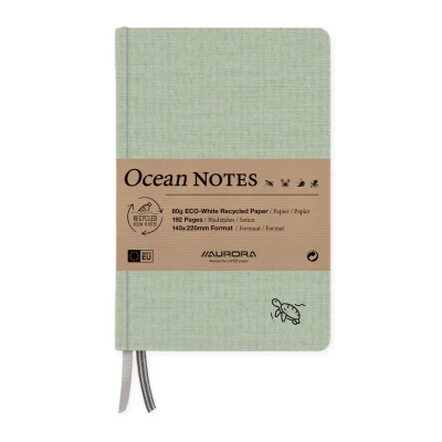 Afbeelding van Notitieboek Aurora Ocean A5 192blz lijn 80gr linnenstructuur kaft groen