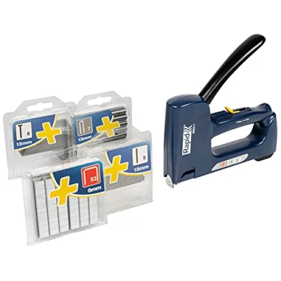 Afbeelding van Rapid Nietmachine MS4.1 voor nietjes nr. 53 &amp; 7 en punten 8 9, kabels meubelstoffen met ergonomische handgreep slijtdelen 100% staal (22542960) + 4 verpakkingen