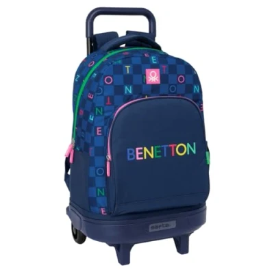 Afbeelding van Schoolrugzak met Wielen Benetton Damero Marineblauw 33 x 45 22 cm