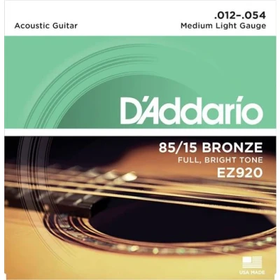 Image de D&#039;Addario 85/15 American Bronze Jeu Acoustique Medium Light EZ920