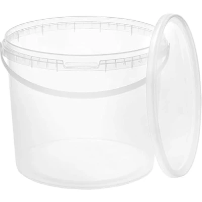 Afbeelding van BenBow emmer met Deksel Geschikt voor levensmiddelen, Stabiel, luchtdicht Kunststof handvat, Leeg, 5 stuks, Transparant, liter