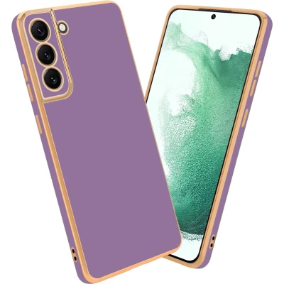 Afbeelding van Cadorabo Hoesje geschikt voor Samsung Galaxy S22 PLUS in Glossy Paars Goud Beschermhoes Case Cover van flexibel TPU silicone en met camerabescherming