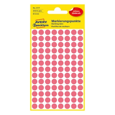 Image de AVERY Zweckform pastilles adhésives, diamètre 8 mm, rouge fluo, contenu: 416 étiquettes 3177