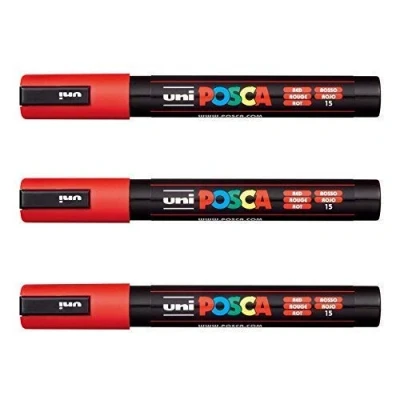 Afbeelding van Posca 3 stuks PC 5M Uni Ball markers (compleet assortiment van 35 kleuren beschikbaar) rood