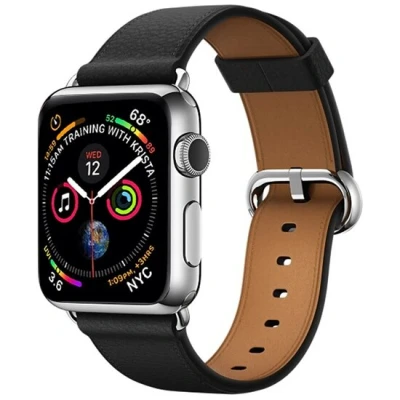 Afbeelding van Apple Watch Classic lederen bandje Zwart Geschikt voor 38mm / 40mm 41mm