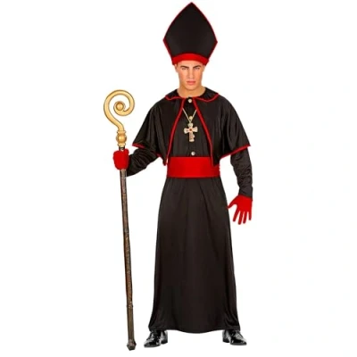 Afbeelding van Widmann Monnik &amp; Pater Priester Kostuum Bisschop Otto Obscura Man Zwart XXL Halloween Verkleedkleding