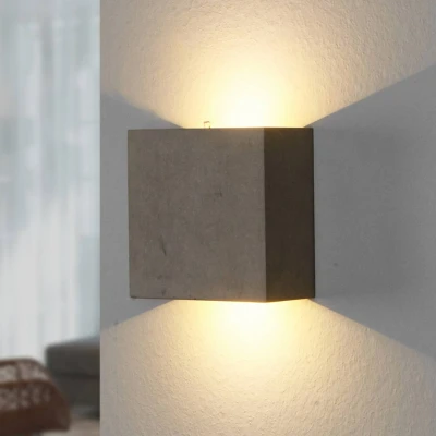 Afbeelding van Lindby LED wandlamp 2lichts beton, metaal H: 12.5 cm grijs Inclusief lichtbronnen