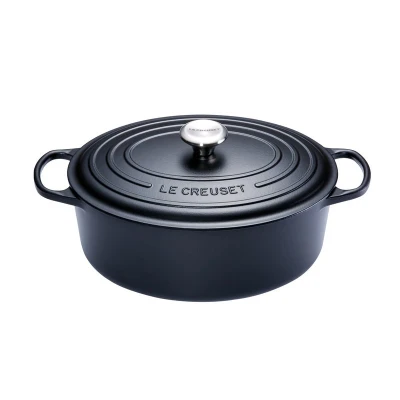 Afbeelding van Le Creuset Gietijzeren Ovale Braadpan In Mat Zwart 33cm 7,5l