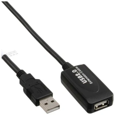 Image de InLine Rallonge de câble USB (M) pour (F) 2.0 5 m actif noir