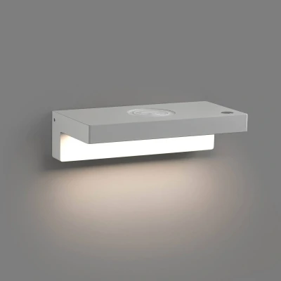 Afbeelding van LED wandlamp Well, USB+Wireless Charger, wit