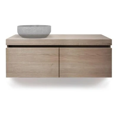 Afbeelding van LoooX Wooden Drawer BoX ladenkast met 2 laden 120x45x46cm softclose eiken old grey