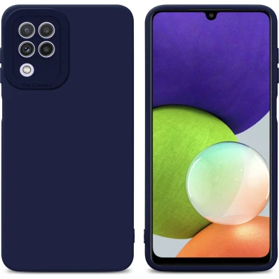 Afbeelding van Cadorabo Hoesje geschikt voor Samsung Galaxy A22 4G in Fluid DONKER BLAUW Beschermhoes gemaakt van flexibel TPU silicone Cover Case