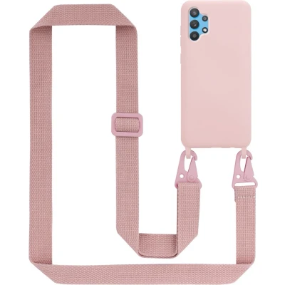 Afbeelding van Cadorabo Mobiele telefoon ketting geschikt voor Samsung Galaxy A72 4G / 5G in LIQUID ROZE Silicone beschermhoes met lengte verstelbare koord riem
