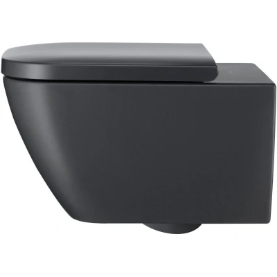 Afbeelding van Duravit Happy D.2 WC zitting 43x35.9x4.3cm met softclose quickrelease Kunststof Antraciet Mat