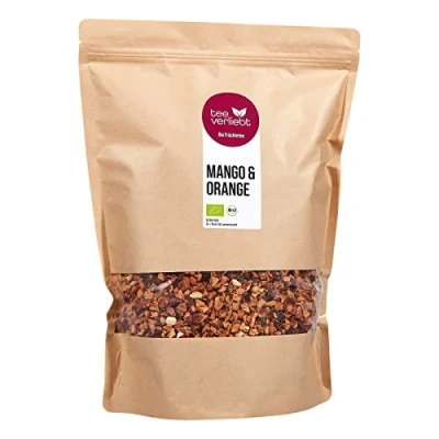 Afbeelding van FRUTEG losse fruitthee van mango en sinaasappel 1000 g thee honingraattheemengsel gecontroleerde biologische landbouw 1 kg