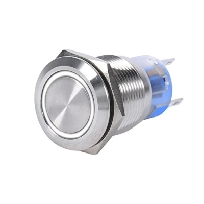 Afbeelding van Keenso 19 mm, waterdichte schakelaar, 12 24 V, led, startknop, aan/uit zelfvergrendelend, van roestvrij staal (wit)