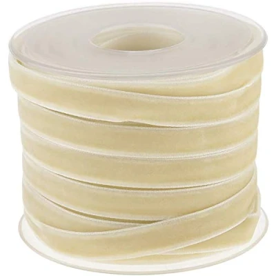 Afbeelding van POFET Fluwelen lint voor knutselen en decoratie, beige, 18 m x 10 mm