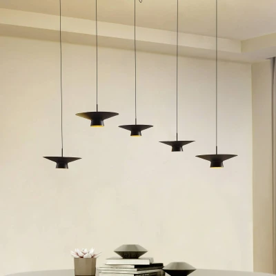 Afbeelding van Lindby Hanglampen met dimmer 10lichts IJzer, polycarbonaat zand zwart, goud Inclusief lichtbronnen