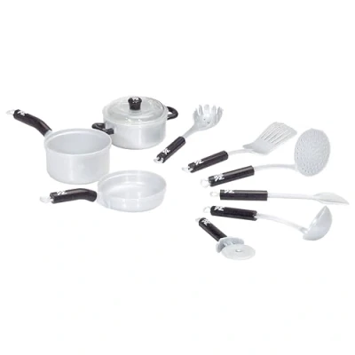 Afbeelding van Theo Klein 9428 WMF pannenset, 9 delig, hoogwaardig kookgerei, accessoires voor kinderkeuken, inclusief pan, pizzarol, menglepel en