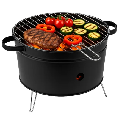 Afbeelding van Cheqo Tafelbarbecue Houtskool Tafel Barbecue BBQ Tafelmodel Houtskoolbarbecue Compacte voor Camping of Park 35 cm RVS Lichtgewicht