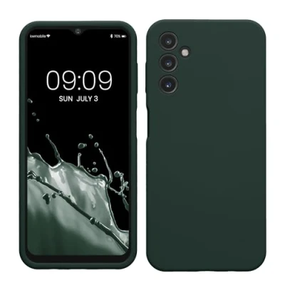 Afbeelding van kwmobile telefoonhoesje geschikt voor Samsung Galaxy A14 5G Hoesje met siliconen coating Smartphone case in mosgroen