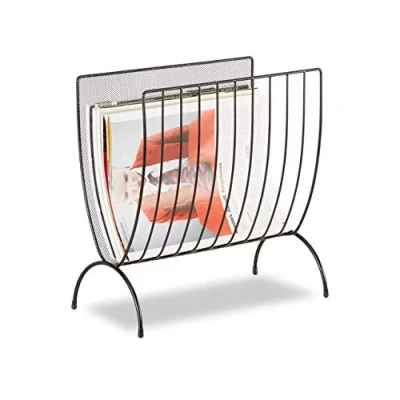 Afbeelding van Relaxdays tijdschriftenrek metaal lectuurbak tijdschriftenbak draad vrijstaand zwart