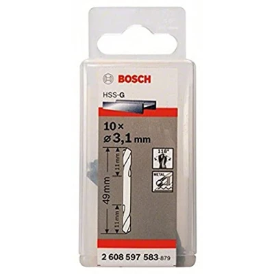 Afbeelding van BOSCH 2608597583 boor HSS tweezijdig geslepen 3,1 x 11 49 mm (10 st.)