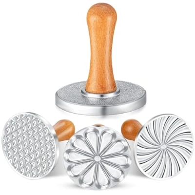 Afbeelding van Tagtight Lot de 3 tampons à en métal avec poignée bois pour la pâtisserie, les gâteaux, pâtisseries, emporte pièces