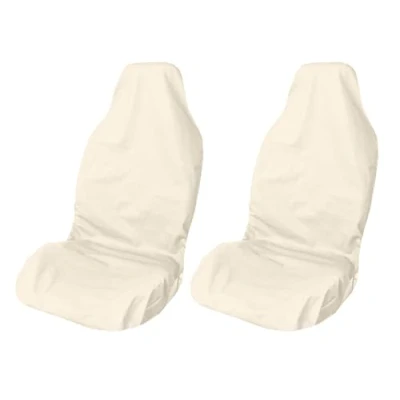 Afbeelding van LIONSTRONG® Autostoelhoezen voor voorstoel, universeel, waterdicht, voorstoelhoezen, autostoelbescherming, werkplaatsstoelbescherming, polyester, beige, 2 stuks