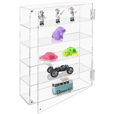Afbeelding van Belle Vous 5 Laags Doorzichtig Acryl Muurdisplay Kast 27,5 x 7,5 35,7 cm Gemonteerde Opslag Organiser rek met Planken voor Shotglazen, Figuren &amp; Stenencollectie