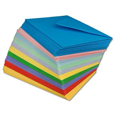 Afbeelding van Glüxx Agent 50 stuks C6 100 g/m² kleurrijke enveloppen zonder venster 11,4 x 16,2 cm puntige klep natte plakenveloppen om zelf te knutselen
