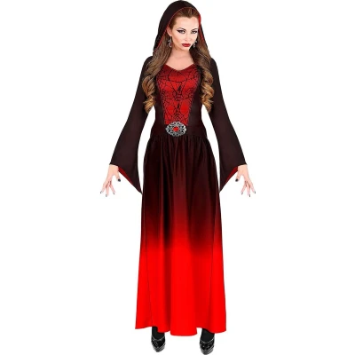 Afbeelding van Widmann Gotisch Kostuum Rode Gotische Meesteres Van De Nacht Vrouw Rood, Zwart XS Halloween Verkleedkleding