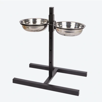 Afbeelding van relaxdays 2 voederbakken met standaard, voederstandaard, pet feeder voederbak x 0,75 Liter