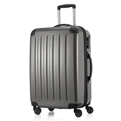 Afbeelding van HAUPTSTADTKOFFER Alex harde Koffer trolley rolkoffer reiskoffer, 4 dubbele wielen, uitbreiding, titanium, 65 cm Koffer,