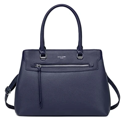 Afbeelding van DAVID JONES Elegante dameshandtas boodschappentas van kunstleer met schouderriem meerdere vakken mode stad dame chic origineel trendy, blauw, één maat, Blauw