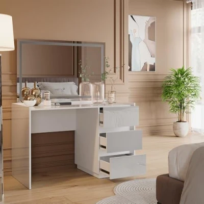 Afbeelding van Vicco Marla Kaptafel 120 cm met LED spiegel Wit Hoogglans