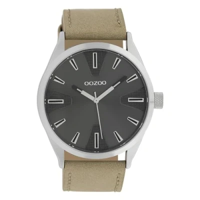 Afbeelding van OOZOO Timepieces Zilverkleurige horloge met zand leren band C10021