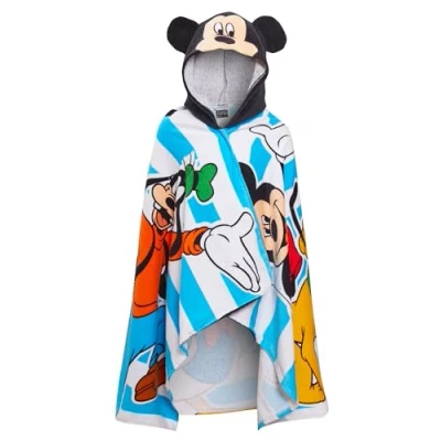 Afbeelding van Disney Mickey Mouse 100% katoenen kinderhanddoek met capuchon, strandponcho, badhanddoek, Meerkleurig