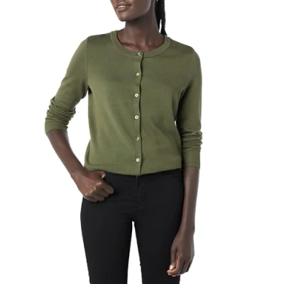 Image de Amazon Essentials Gilet Col Rond Léger (Grandes Tailles Disponibles) Women&#039;s, Vert Olive, XXL