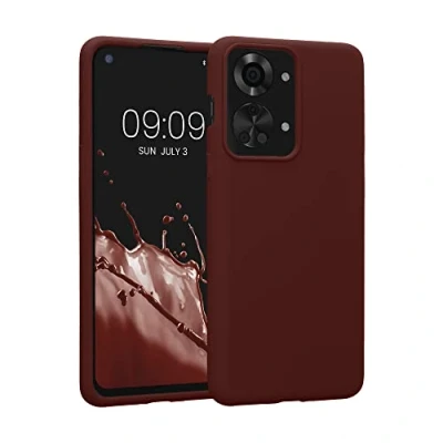 Afbeelding van kwmobile telefoonhoesje geschikt voor OnePlus Nord 2T 5G Hoesje met siliconen coating Smartphone case in wijnrood
