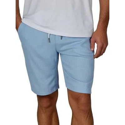 Afbeelding van riverso Rivoliver Linnen bermuda voor heren, kort, vrije tijd, rechte snit, zwart, marineblauw, olijfbeige, S, M, L, XL, XXL, 3XL, 4XL, 5XL, Helder hemelsblauw